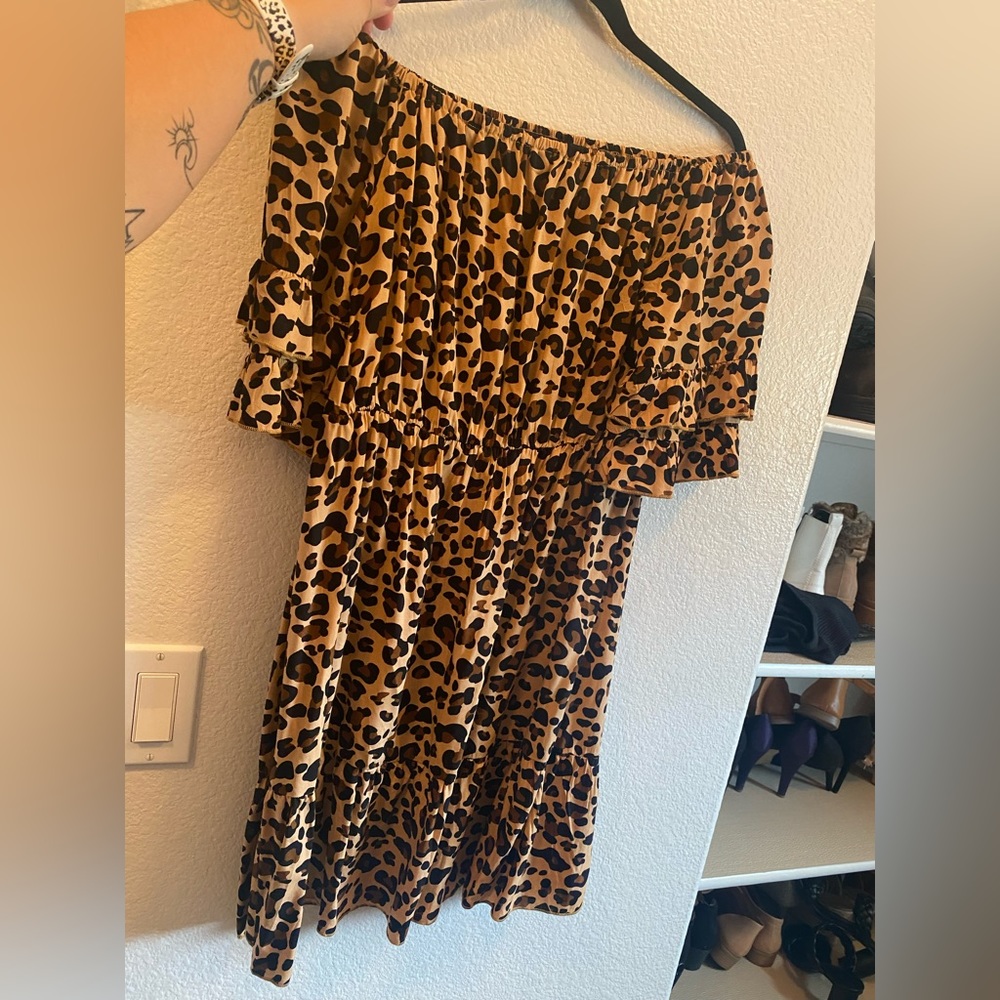 Off the shoulder leopard dress - brand new